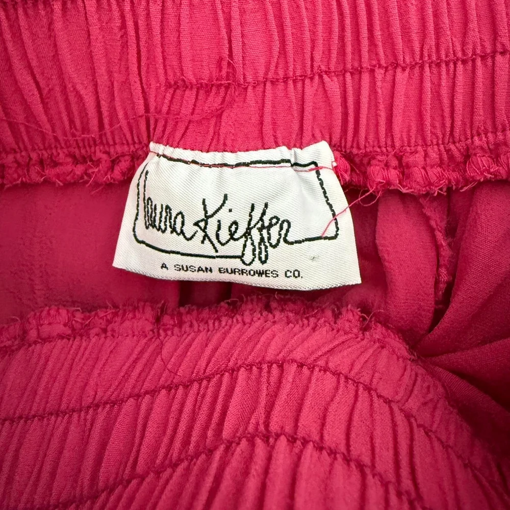 Vintage Laura Kieffer Pink Midi Skirt with Elastic Waistband - Size S